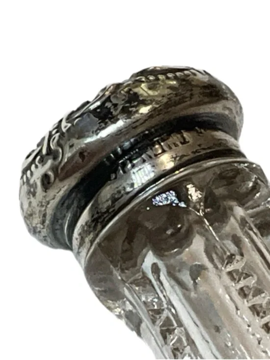 Cut Glass Perfume Bottle with Sterling Silver Cap - Vintage - Picture 3 of 4